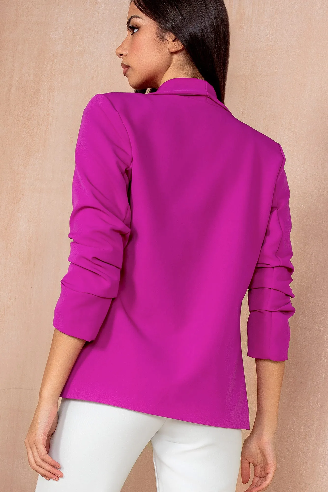 Maxine Magenta Ruched Sleeve Blazer sold by Vavavoom product image thumbnail 4