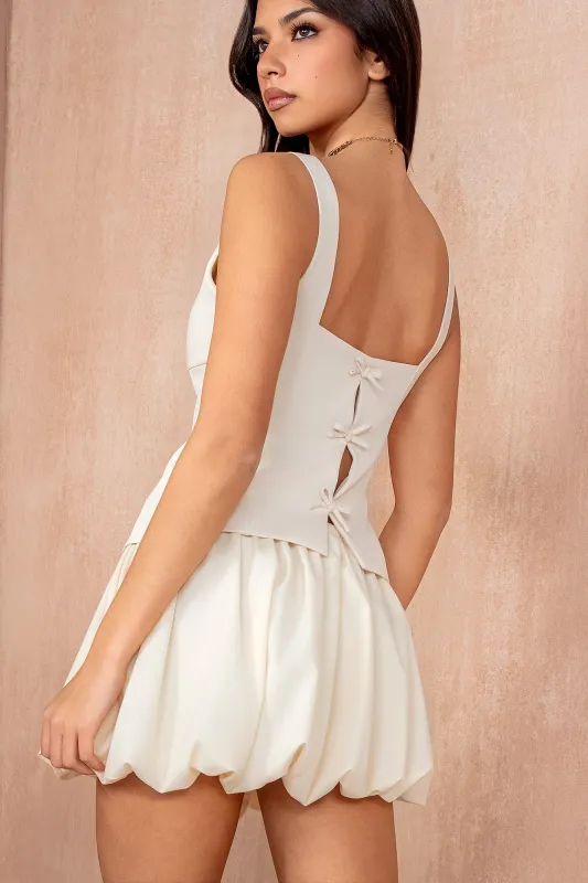 Lorien Cream Bow Back Top sold by Va Va Voom