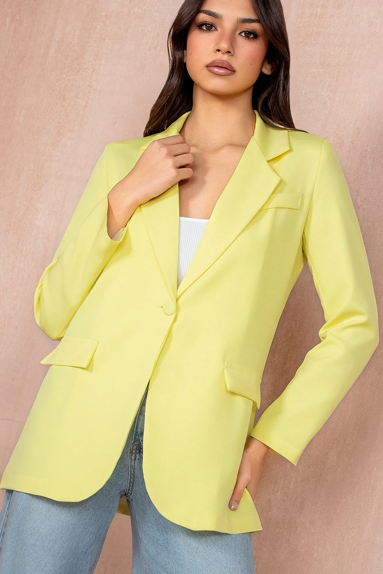 Aoibhe Yellow Single Breasted Blazer sold by Va Va Voom