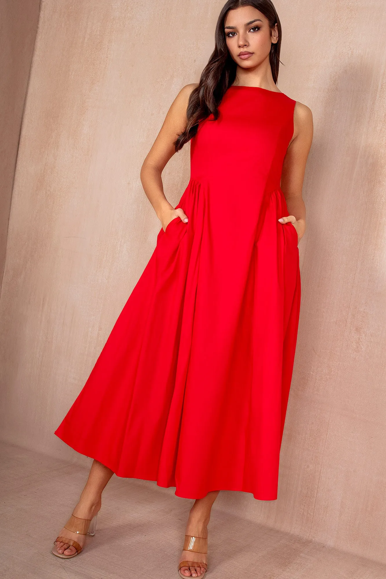 Harlow Red Cotton Dress sold by Va Va Voom product image thumbnail 3