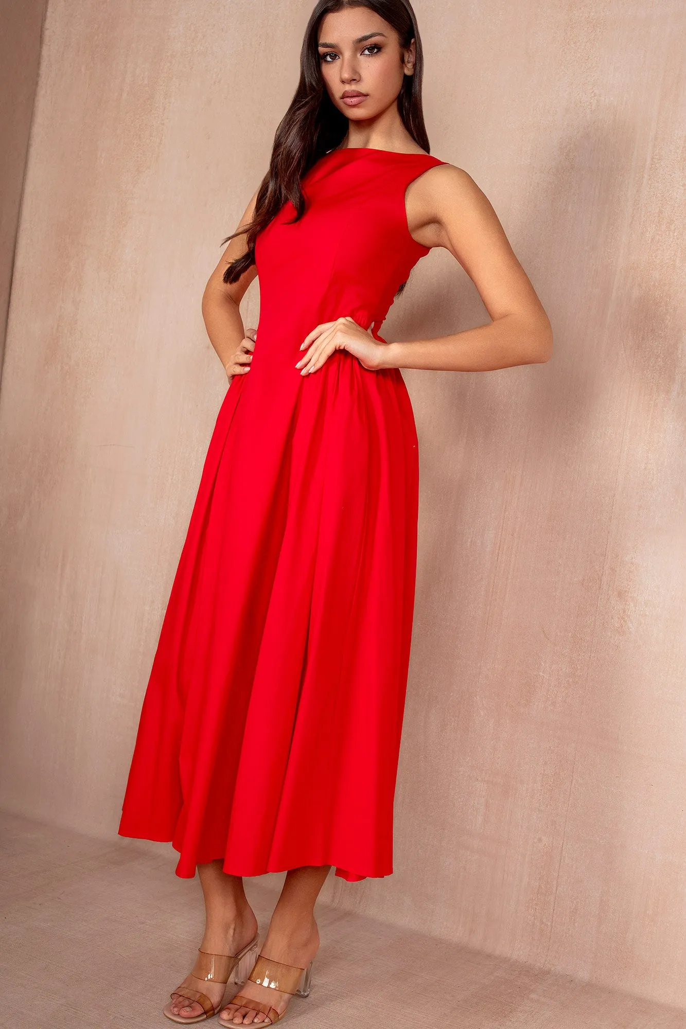 Harlow Red Cotton Dress sold by Va Va Voom product image thumbnail 4