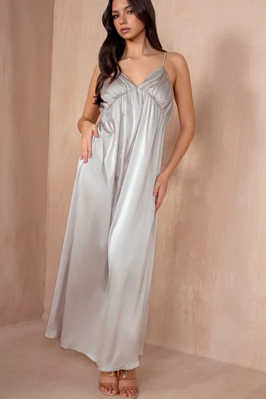 Louise Champagne Satin Dress sold by Vavavoom