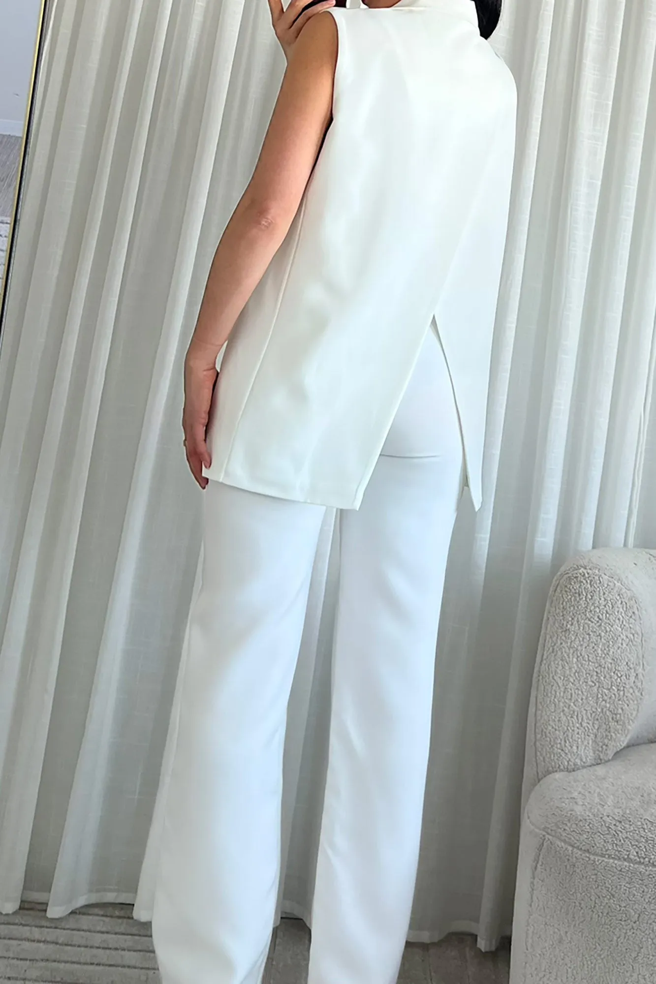 Sorcha White Oversized Sleeveless Blazer sold by Va Va Voom product image thumbnail 2