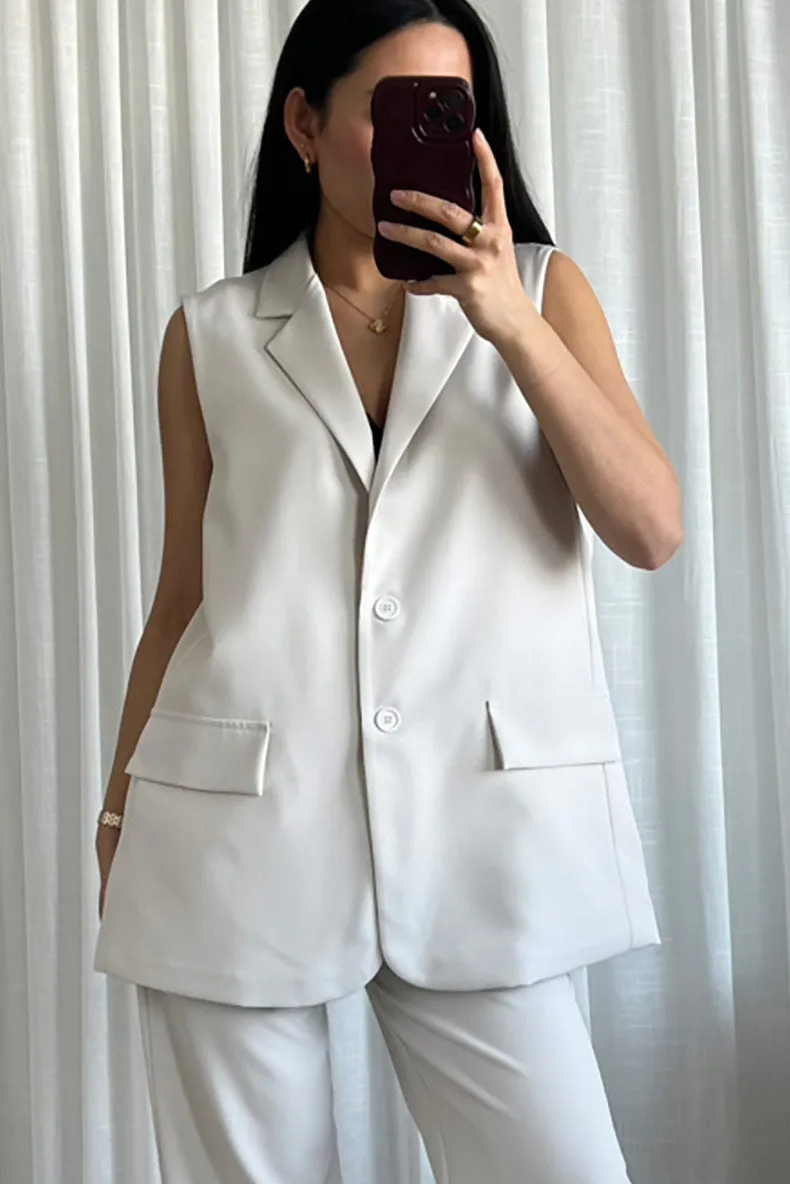 Sorcha Stone Oversized Sleeveless Blazer sold by Va Va Voom