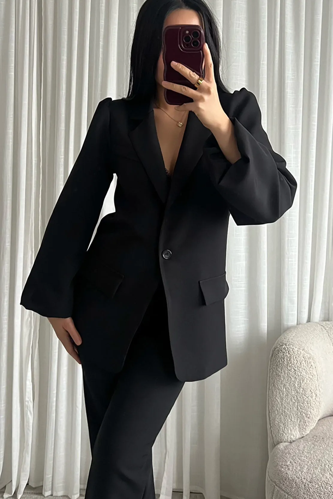 Dervla Black Belted Blazer sold by Va Va Voom product image thumbnail 2
