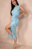 Elena Sky Blue Plisse Midi Dress sold by Va Va Voom