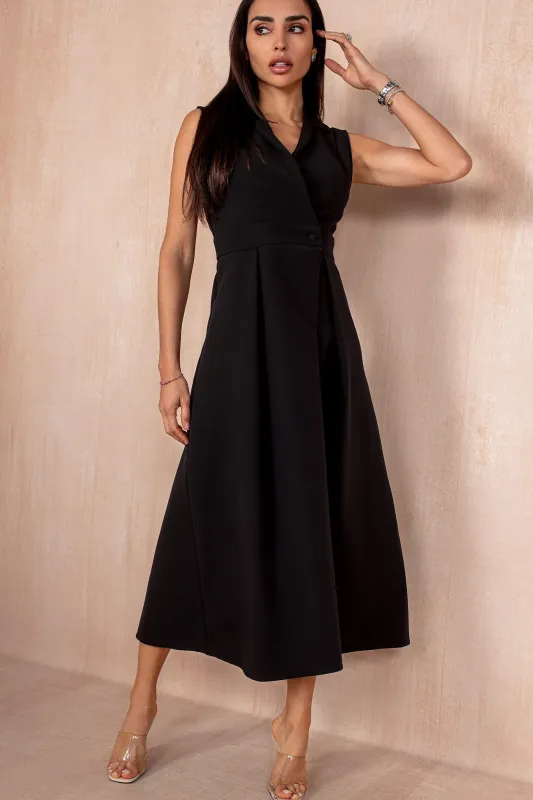 Cameron Black Collared Tailored Maxi Dress sold by Vavavoom