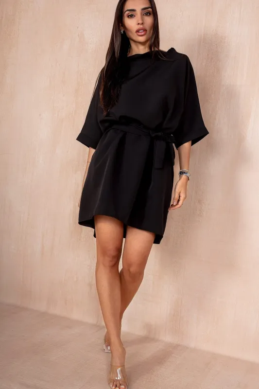 Coleen Black Belted Batwing Dress sold by Va Va Voom