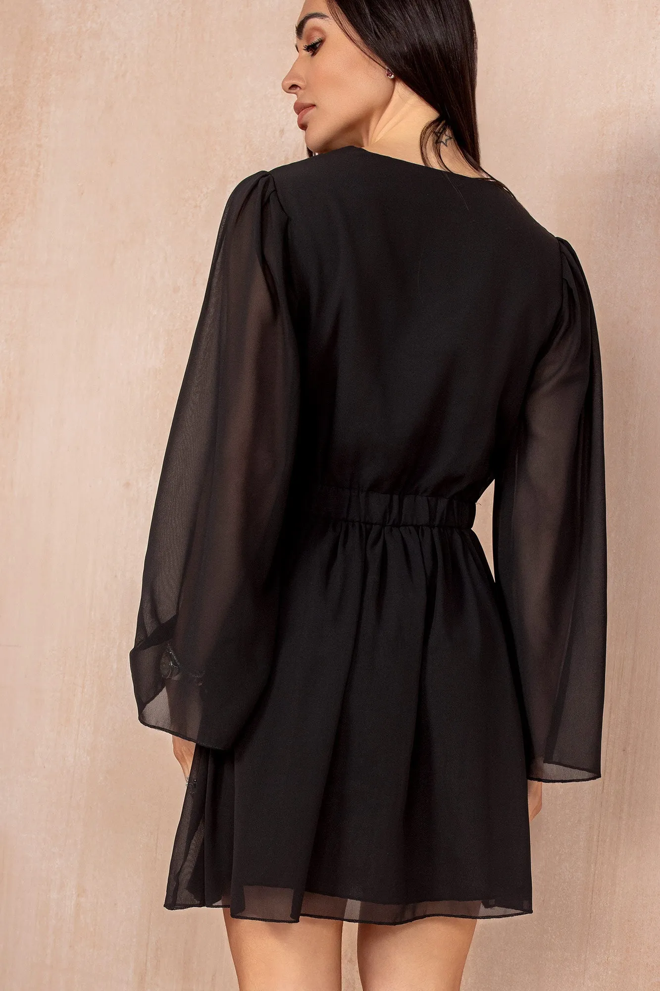 Fia Black Chiffon Wrap Dress sold by Va Va Voom product image thumbnail 3