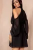 Bronagh Black Chiffon Cold Shoulder Dress sold by Va Va Voom