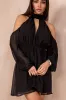 Bronagh Black Chiffon Cold Shoulder Dress sold by Va Va Voom