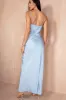 Blathnaid Blue Satin Cowl Neck Maxi Dress sold by Va Va Voom