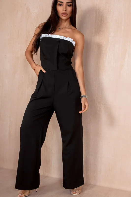 Caoimhe Black Bandeau Jumpsuit sold by Va Va Voom