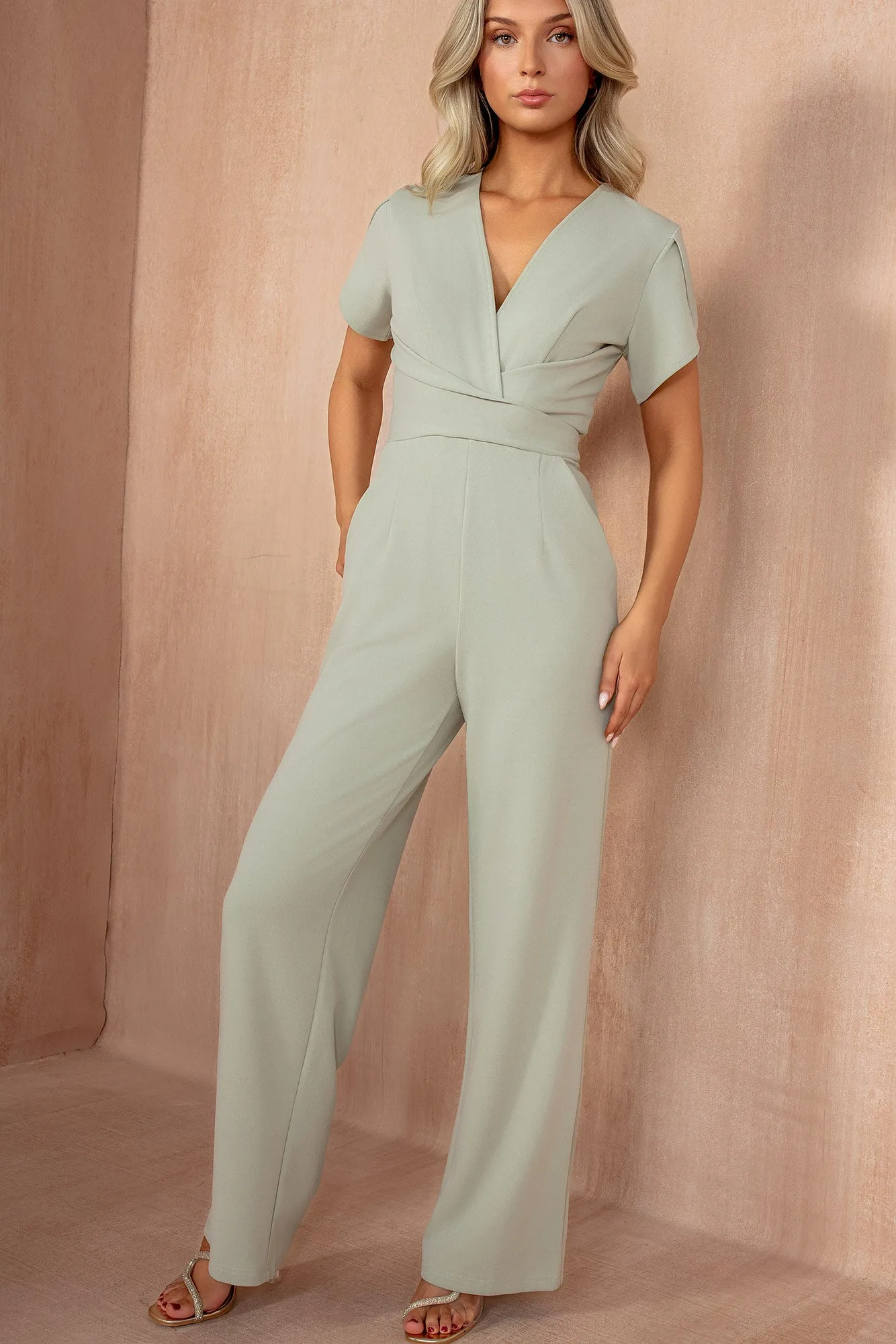 Bridget Sage Wrap Front Jumpsuit sold by Vavavoom product image thumbnail 3