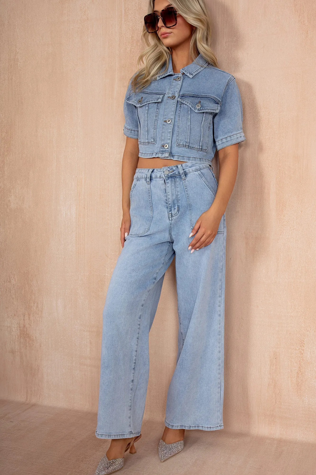 Fedelma Light Blue Wide Leg Jeans sold by Va Va Voom product image thumbnail 3