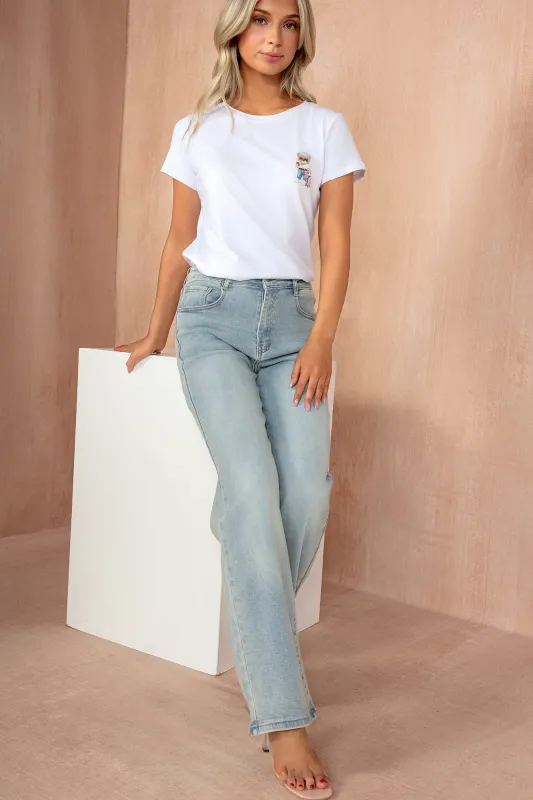Eilis Light Blue Wide Leg Jeans sold by Va Va Voom