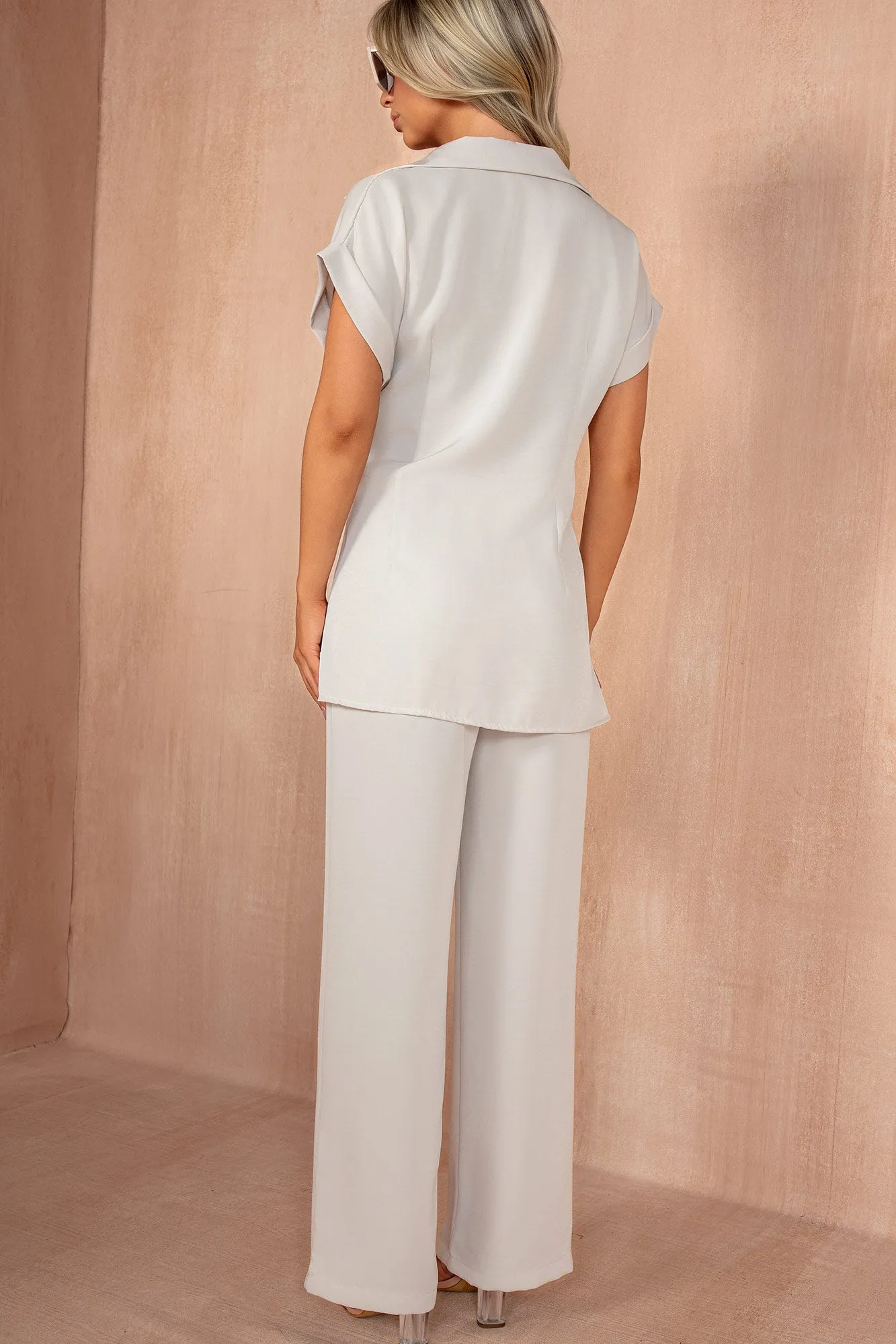 Nessa Cream Tie Shirt Co Ord sold by Va Va Voom product image thumbnail 3