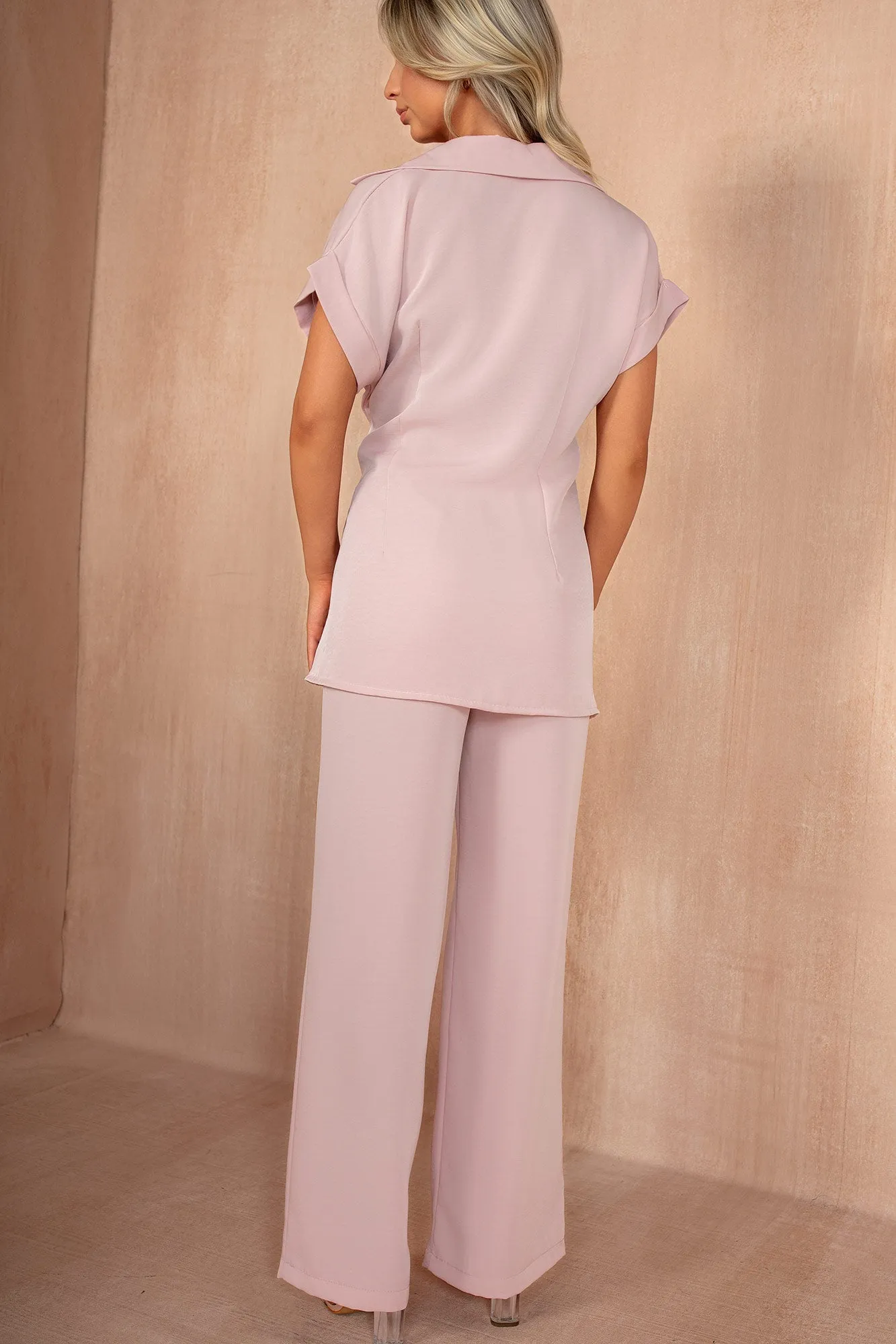 Nessa Blush Tie Shirt Co Ord sold by Va Va Voom product image thumbnail 4