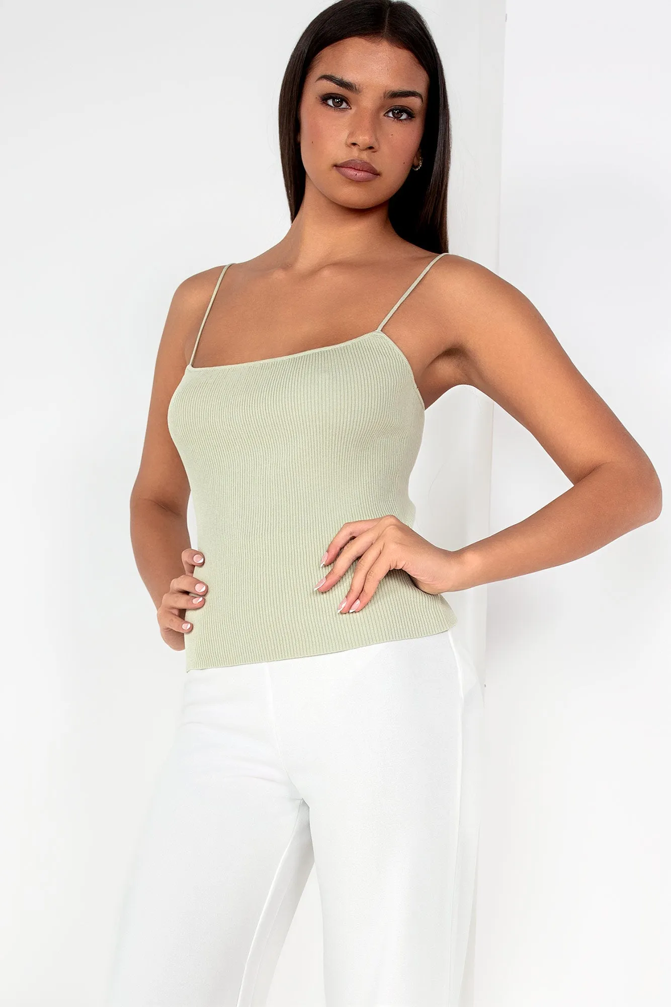 Kenzie Sage Ribbed Knit Cami Top sold by Va Va Voom product image thumbnail 5