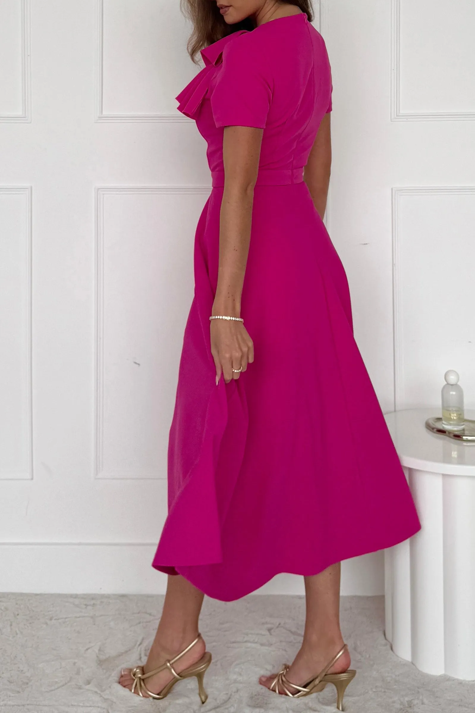 Minta Pink Bow Detail Midi Dress sold by Va Va Voom product image thumbnail 5