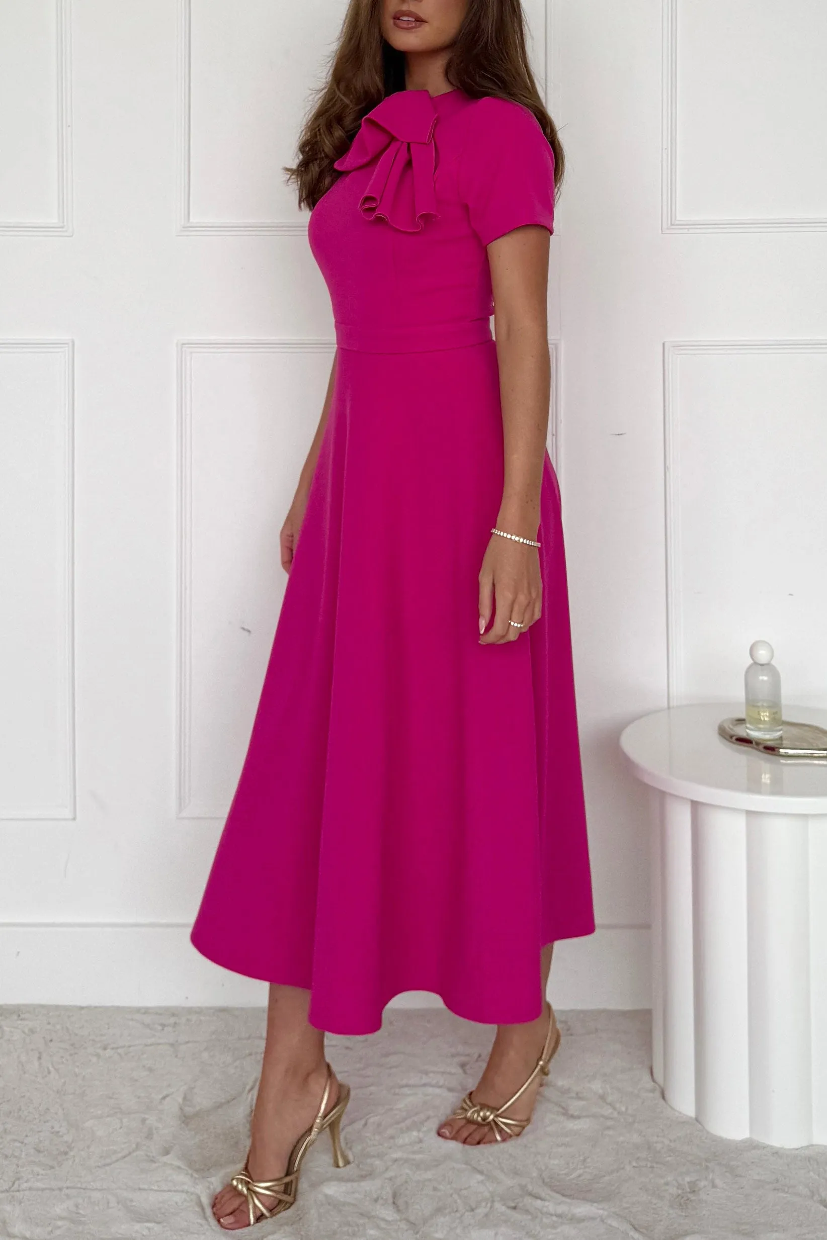 Minta Pink Bow Detail Midi Dress sold by Va Va Voom product image thumbnail 2