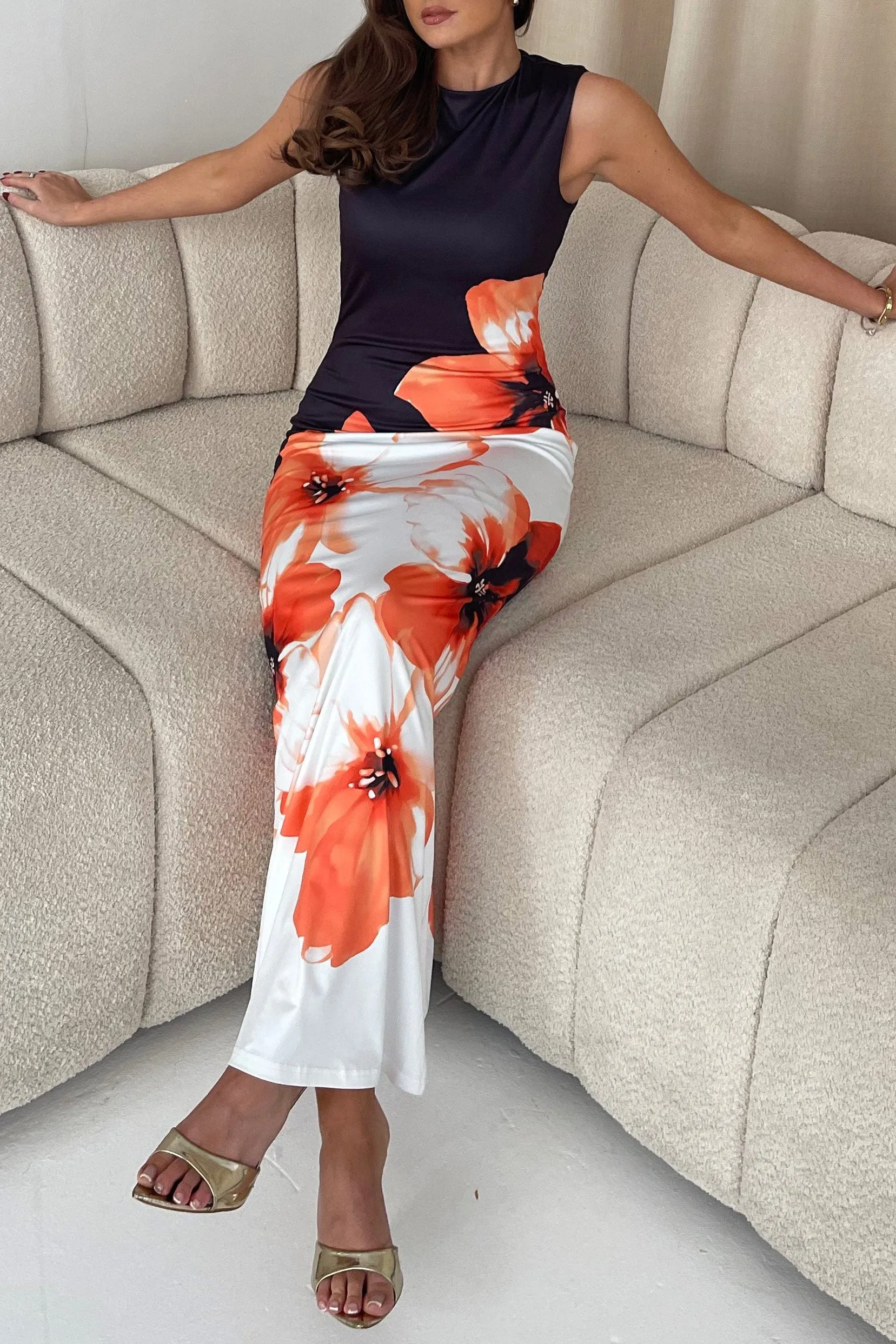 Wilhelmina Black Sleeveless Floral Maxi Dress sold by Va Va Voom product image thumbnail 5