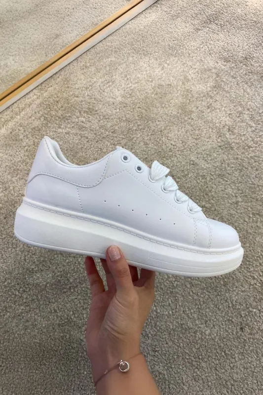 Kellie White PU Chunky Trainers sold by Vavavoom