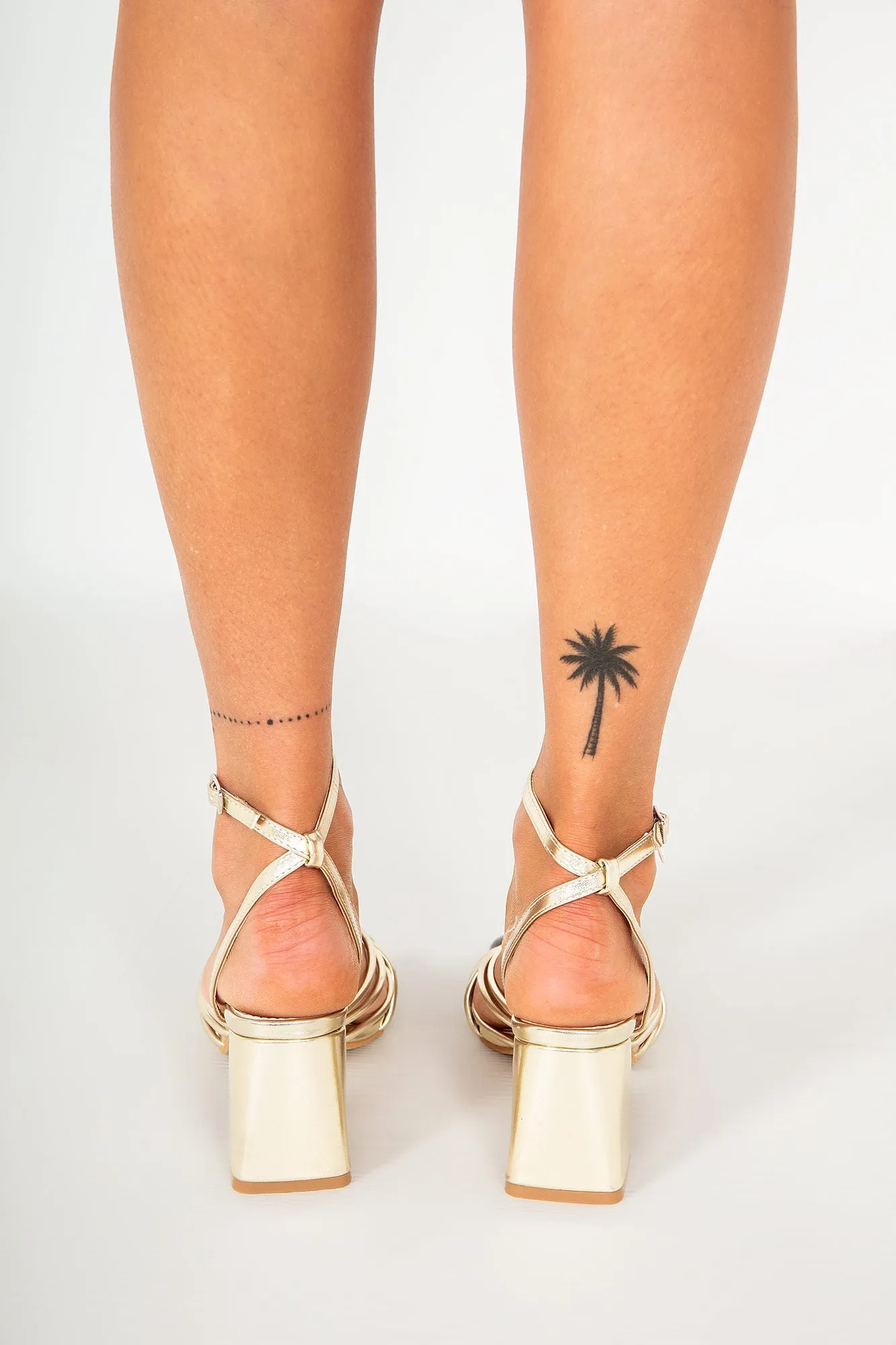 Hayleigh Gold PU Knotted Block Heels sold by Va Va Voom product image thumbnail 3