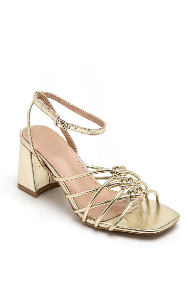 Hayleigh Gold PU Knotted Block Heels sold by Va Va Voom product image thumbnail 5