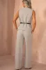Tarah Greige Belted Waistcoat Co Ord sold by Va Va Voom