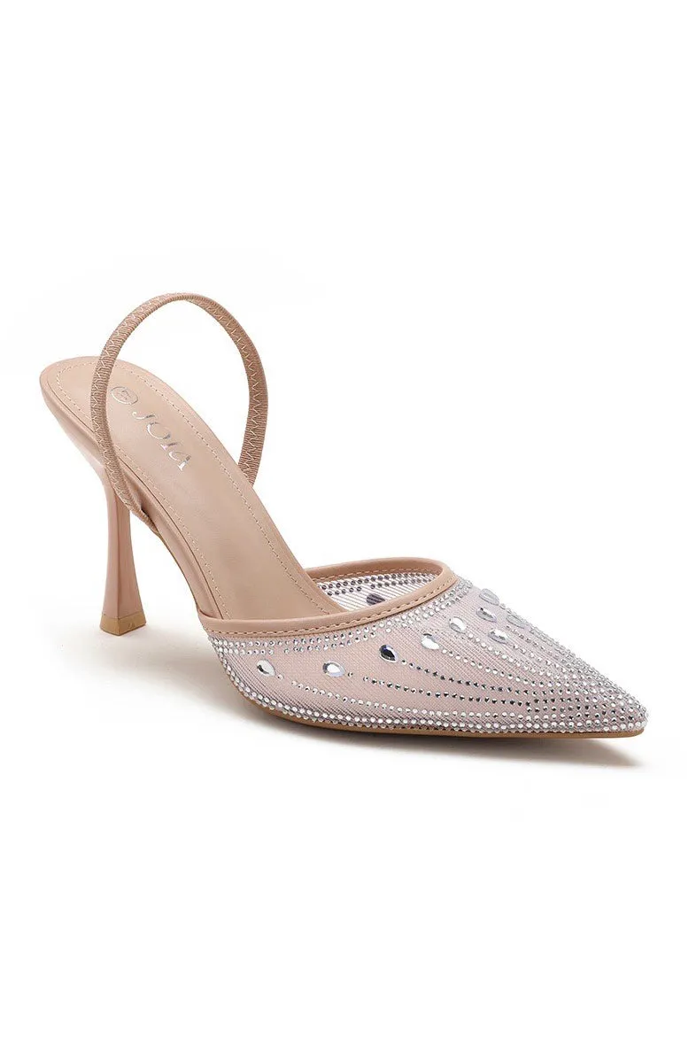 Haly Nude Diamante Slingback Heels sold by Vavavoom product image thumbnail 2