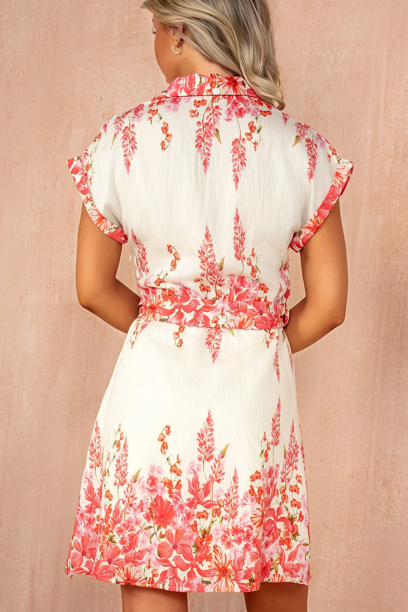 Sicily Pink Floral Print Shirt Dress sold by Va Va Voom product image thumbnail 4