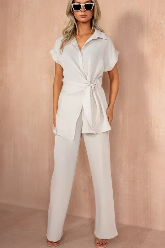 Nessa Cream Shirt Set sold by Va Va Voom
