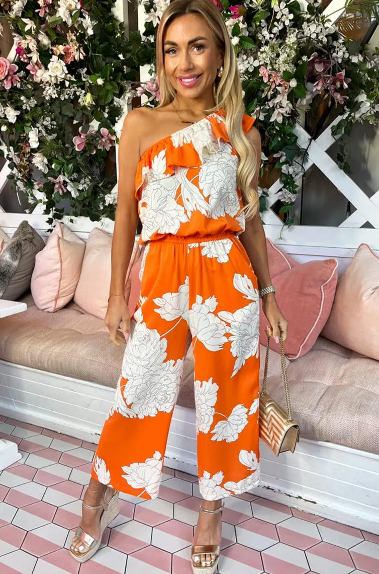 AX Paris Lisa Orange Floral Jumpsuit sold by Va Va Voom product image thumbnail 4