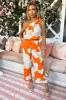AX Paris Lisa Orange Floral Jumpsuit sold by Va Va Voom
