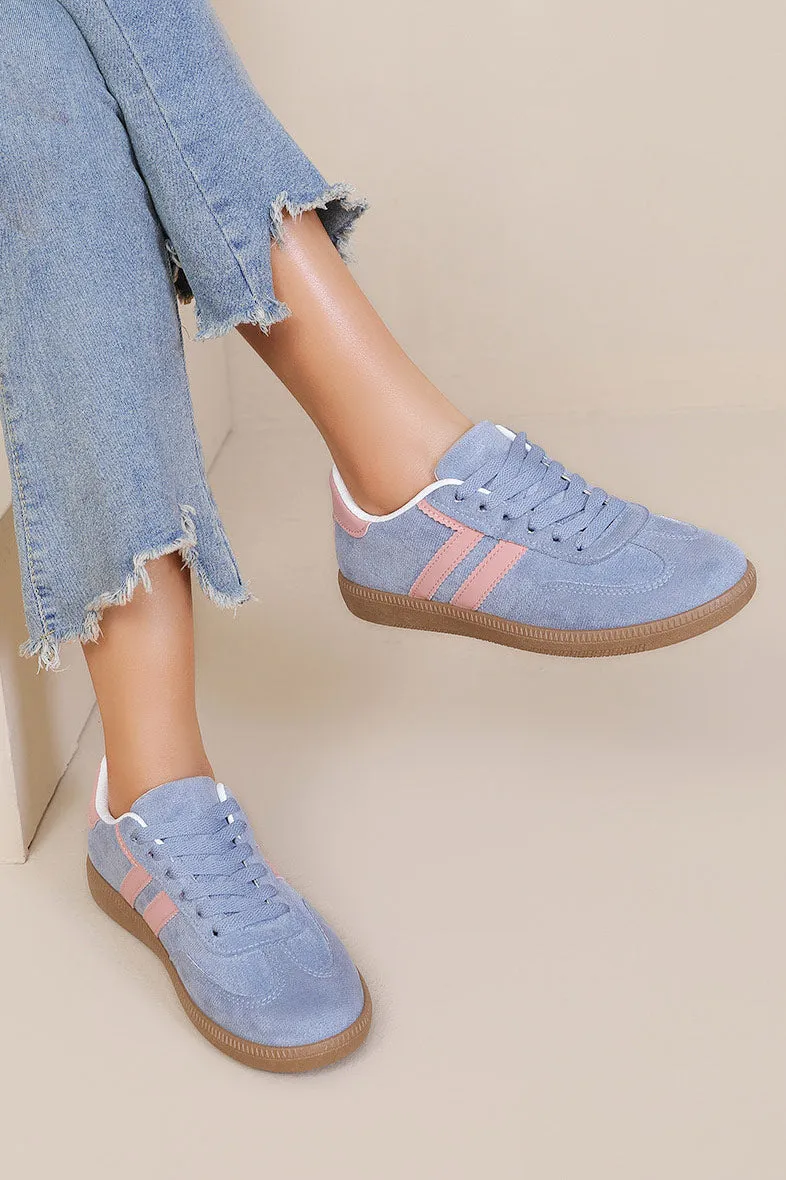 Alaina Blue Suedette Trainers sold by Va Va Voom