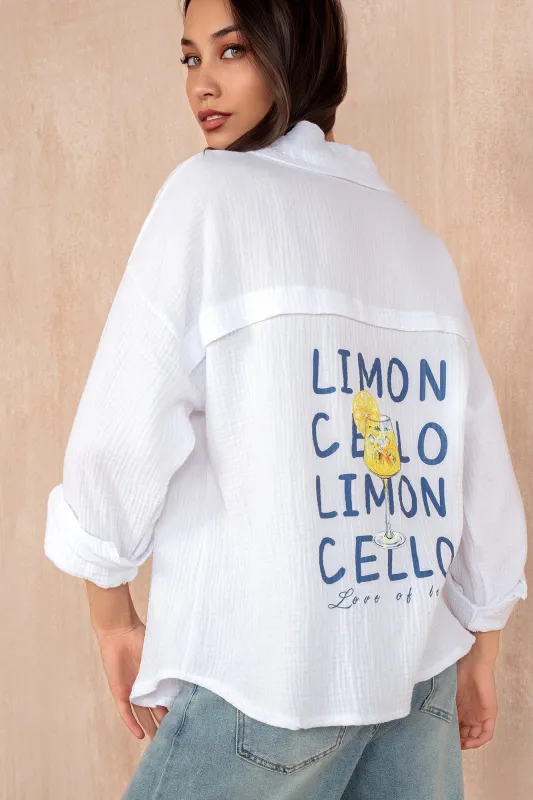 Liv White Cotton 'Limon Cello' Shirt sold by Va Va Voom