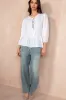 Jean White Cotton Peplum Top sold by Va Va Voom