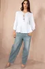 Jean White Cotton Peplum Top sold by Va Va Voom