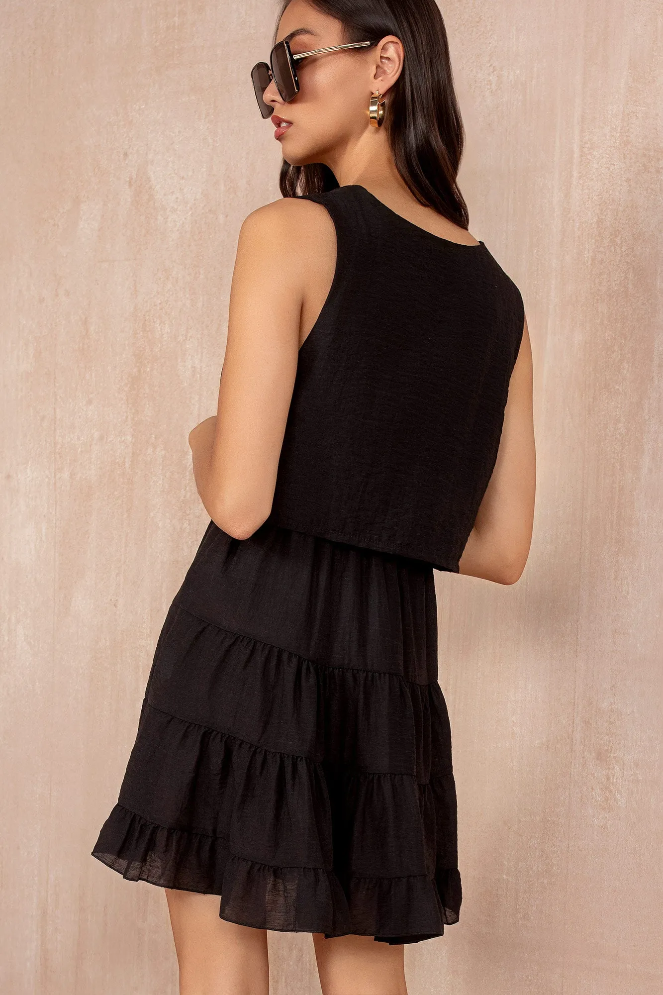 Sara Black Waistcoat Mini Dress sold by Va Va Voom product image thumbnail 4