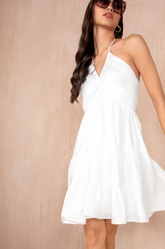 Misha White Halterneck Tiered Dress sold by Va Va Voom