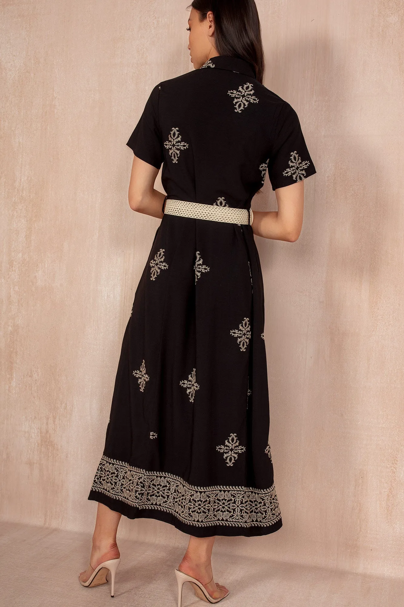 Solene Black Embroidered Shirt Dress sold by Vavavoom product image thumbnail 4