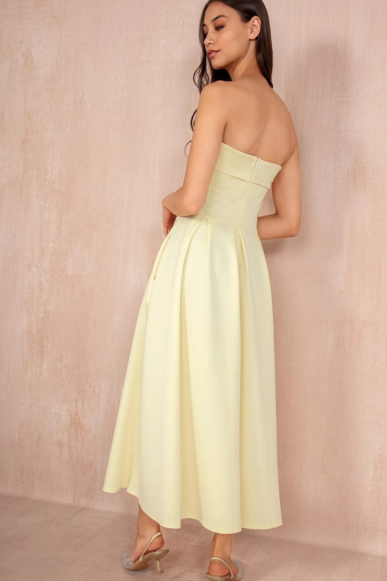 Danni Lemon Bandeau Pleated Midi Dress sold by Va Va Voom product image thumbnail 4
