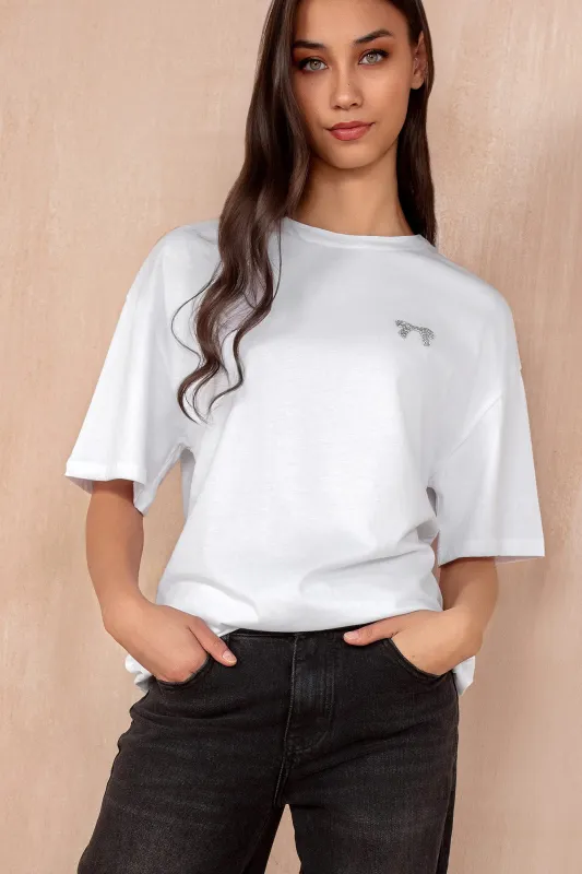 Brielle White Bow T Shirt sold by Va Va Voom