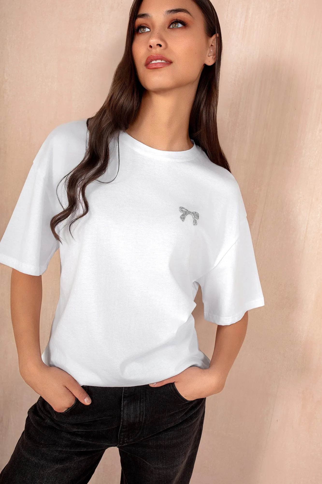 Brielle White Bow T Shirt sold by Va Va Voom product image thumbnail 2