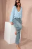 Amy Blue Cotton Tie Front Top sold by Va Va Voom