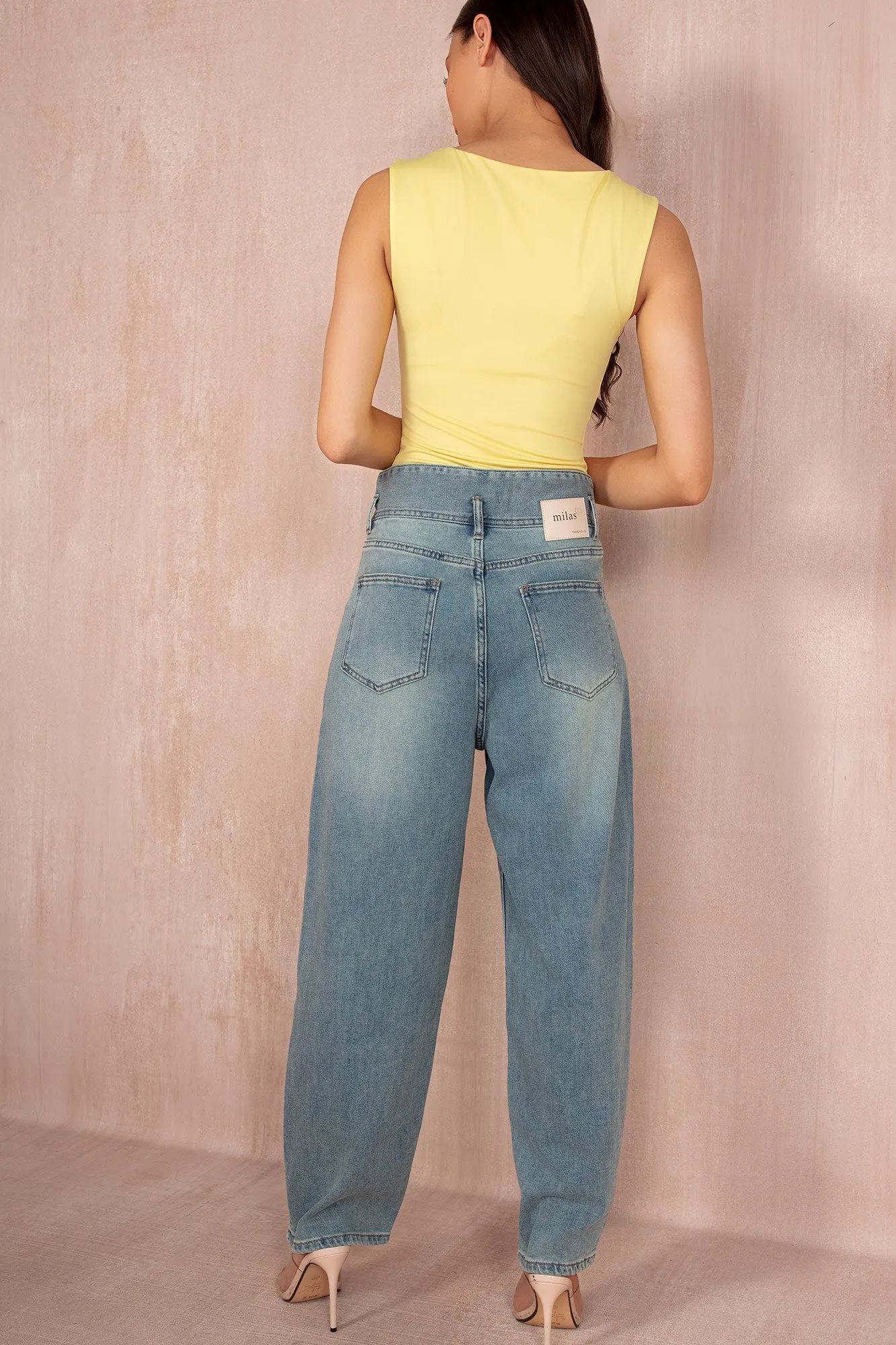 Mara Yellow Slinky Sleeveless Bodysuit sold by Va Va Voom product image thumbnail 3