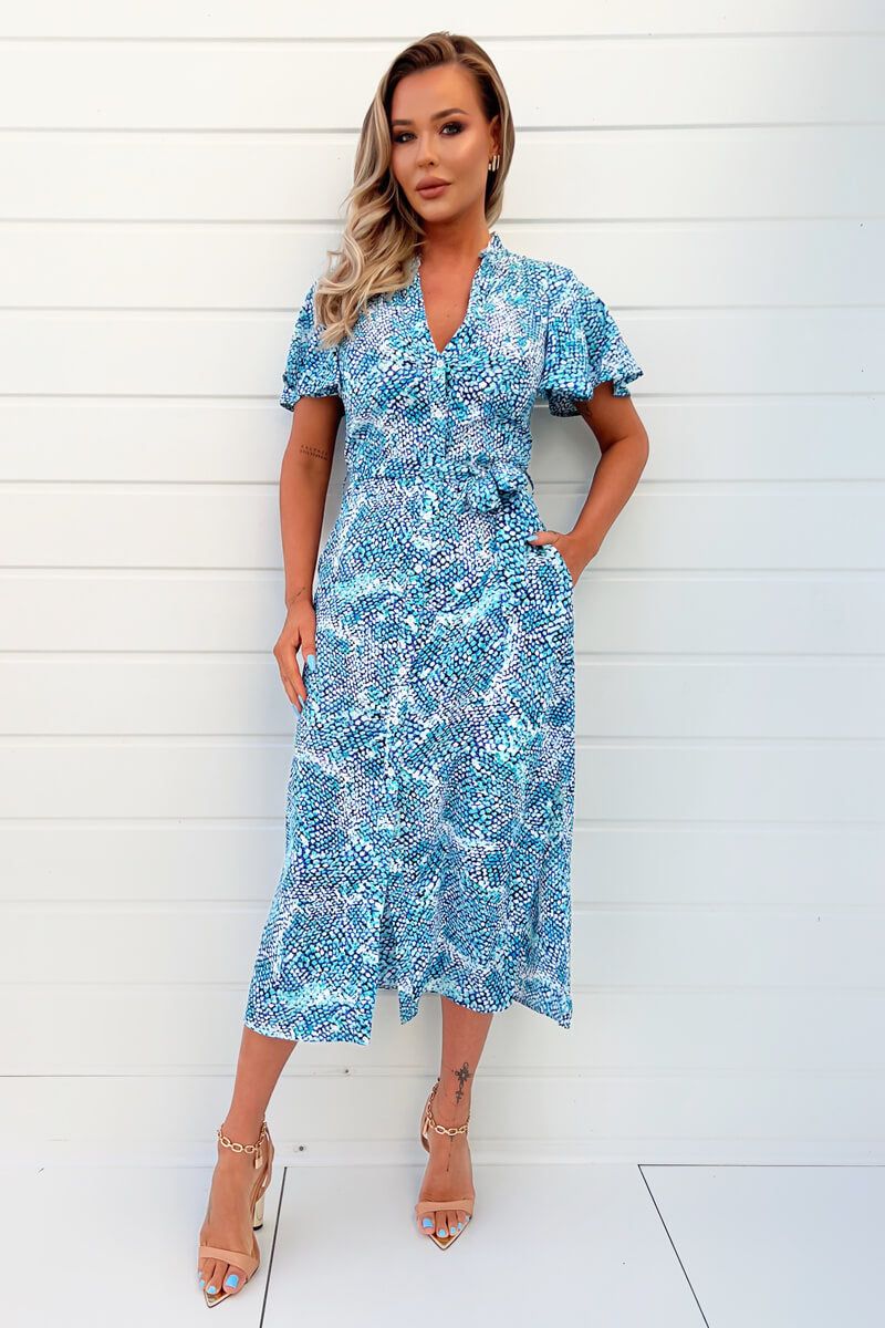 AX Paris Layne Blue Printed Shirt Dress sold by Va Va Voom product image thumbnail 3
