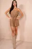 Corinne Camel Linen Look Belted Playsuit sold by Va Va Voom