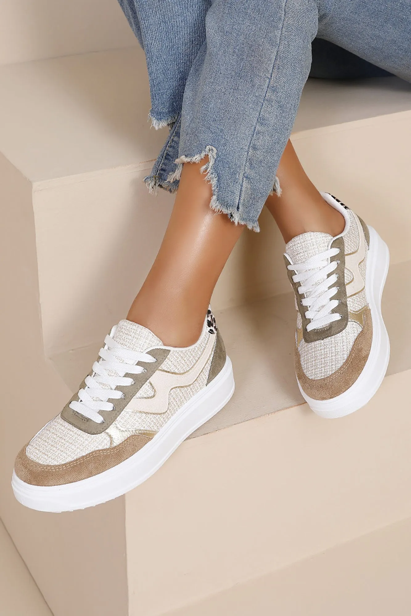 Dakota Khaki Suedette Chunky Trainers sold by Vavavoom